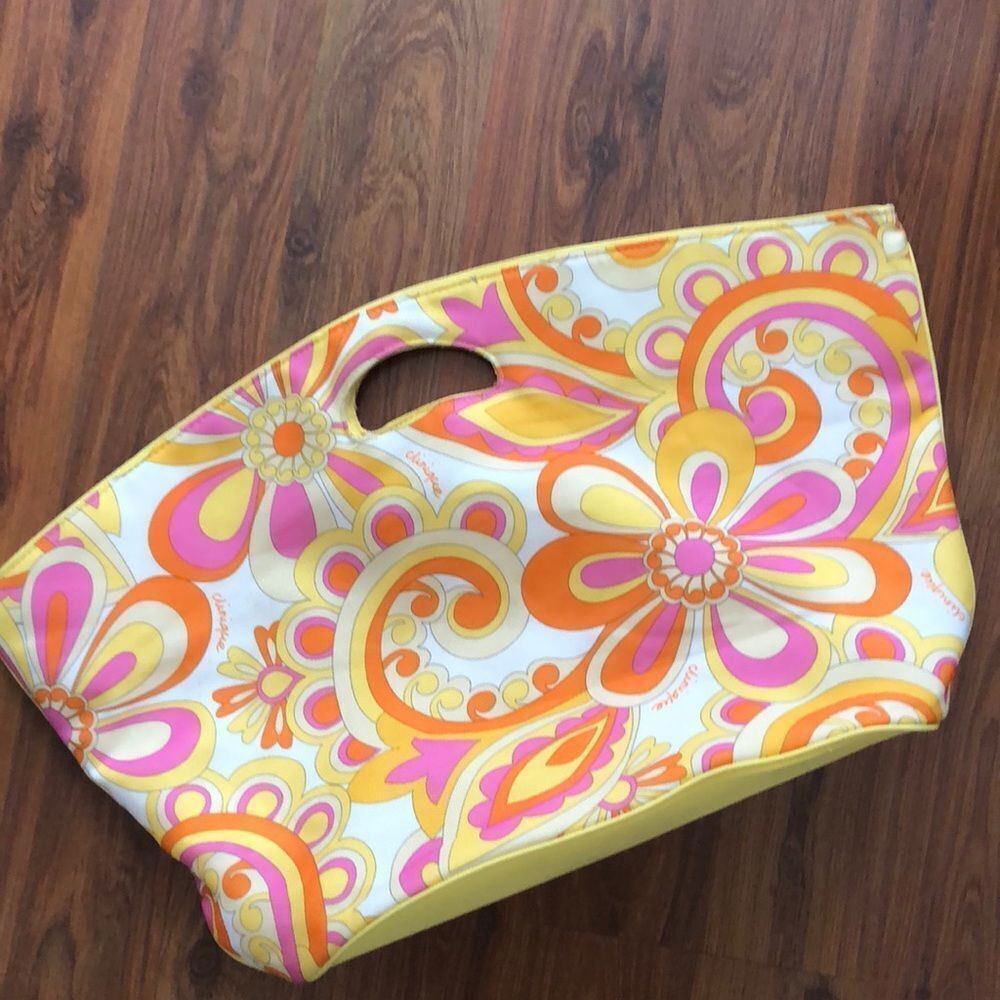 Large Clinique printed retro print style Handbag.